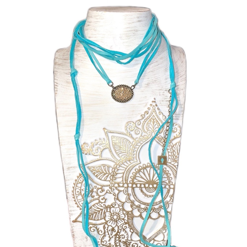 Pink Panache leather wrap necklace